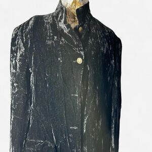 Lord & Taylor Black Velvet Blazer with Gold Accents